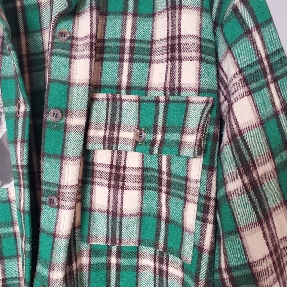 Black Friday the Brand in Seoul Plaid Brushed Cotton Button Down Shirt Shacket - Picture 3 of 9